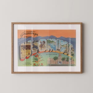 Lámina artística de Wyoming, Saludos desde Wyoming, Decoración retro de Wyoming, Wyoming vintage, Arte mural retro, Decoración vintage, Póster de Wyoming
