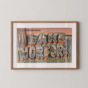 Lake Norfork Fine Art Papierdruck, Grüße vom Lake Norfork Ozarks, Retro Lake Norfork Dekor, Vintage Lake Norfork, Lake Norfork Poster
