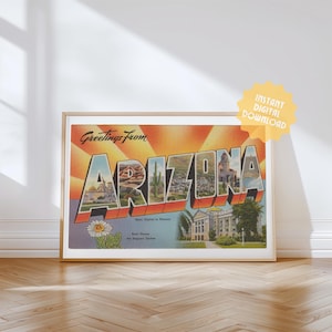 Arizona Druck DIGITALER DOWNLOAD, Grüße aus Arizona, Retro Arizona Dekor, Vintage Arizona, Retro Wandkunst, Vintage Dekor, Arizona Poster
