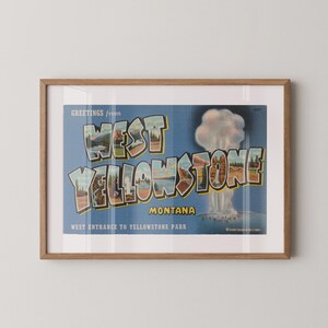 Impression sur papier fine art West Yellowstone, salutations de West Yellowstone, décoration rétro West Yellowstone, poster West Yellowstone