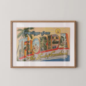 Impresión de Florida, Saludos desde Florida, Decoración retro de Florida, Florida vintage, Arte mural retro, Decoración vintage, Póster de Florida
