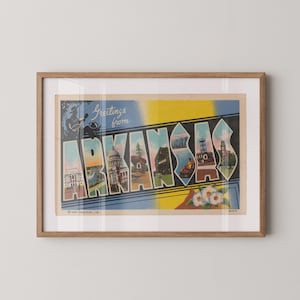 Impressão de Arkansas, Saudações de Arkansas, Decoração retrô de Arkansas, Arkansas vintage, Arte de parede retrô, Decoração vintage, Pôster de Arkansas