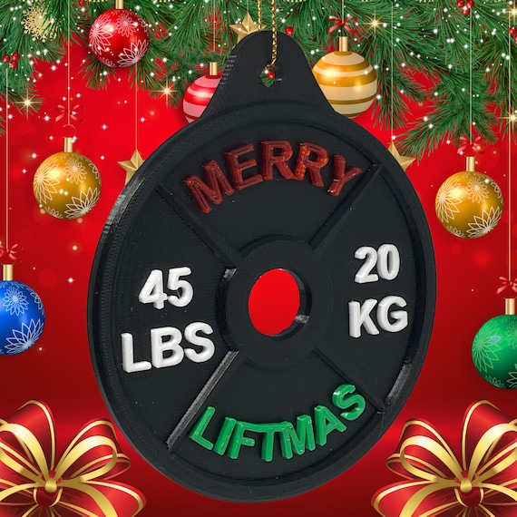 Merry Liftmas Christmas Decoration ( Gym - Weight Plate - Ornament