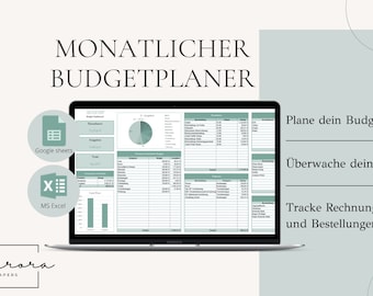 Household Budget Excel Template (German) | Monthly Budget Planner, Financial Planner, Income and Expense Tracker