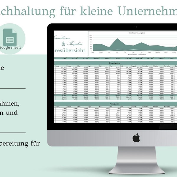 Kassenbuch, Buchhaltung, EÜR Planer Deutsch