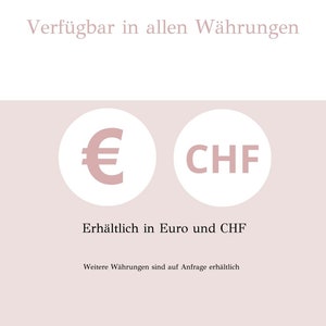 May include: Image showing that the product is available in Euro and Swiss Franc currencies. The text reads "Available in all currencies" and "Available in Euro and Swiss Franc. Other currencies are available upon request."