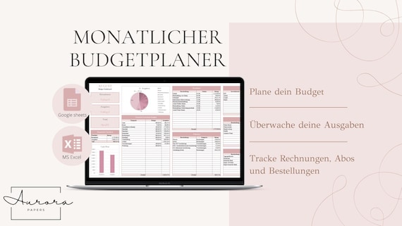 Haushaltsbuch Excel Vorlage Deutsch | Monatlicher Budgetplaner, Finanzplaner, Einnahmen Ausgaben Tracker