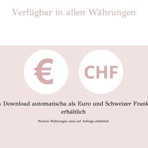May include: Image showing that the product is available in Euro and Swiss Franc currencies. The text reads "Verf&uuml;gbar in allen W&auml;hrungen" which translates to "Available in all currencies". The text also reads "Im Download automatischa als Euro und Schweizer Franken erh&auml;ltlich" which translates to "Available in Euro and Swiss Franc in the download". The text also reads "Weitere W&auml;hrungen sind auf Anfrage erh&auml;ltlich" which translates to "Other currencies are available upon request".