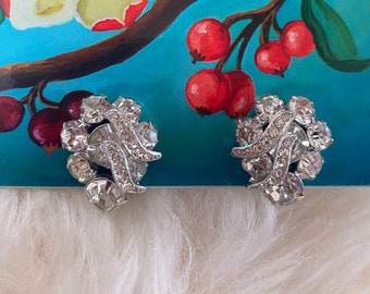 Signed WEISS Clip On Earrings. Lots of Sparkles.