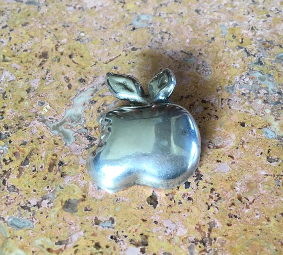 Taxco Solid Silver 925 Bitten Apple Brooch Pin. S… - image 1