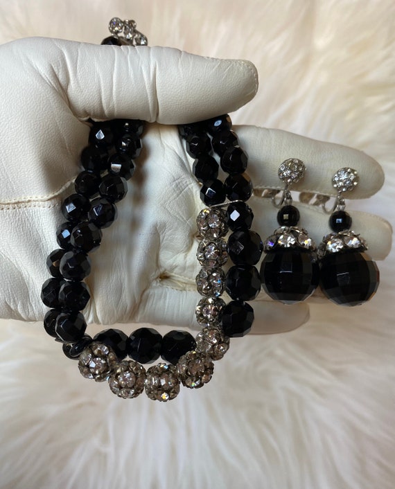 Castlecliff / Bobley Black Faceted Beads Choker N… - image 1