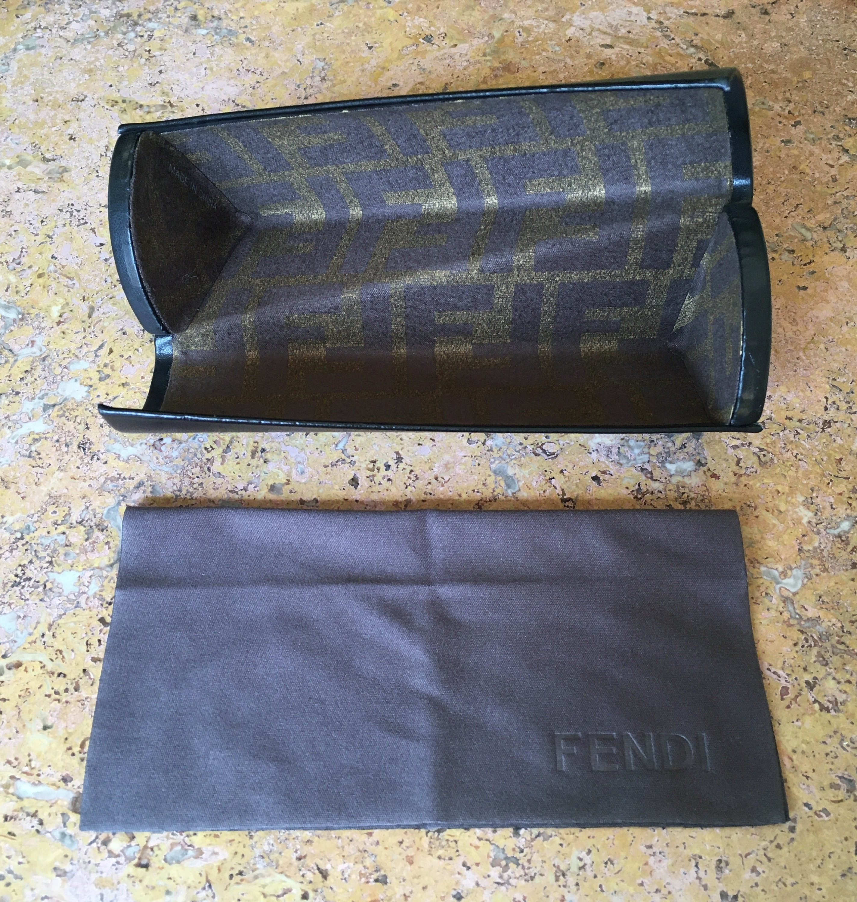 FENDI Black Leather Sunglasses Case Original Cleaning Cloth With Logo. Cloth is in New Condition. Case Show Some Signs of Wear. Etsy