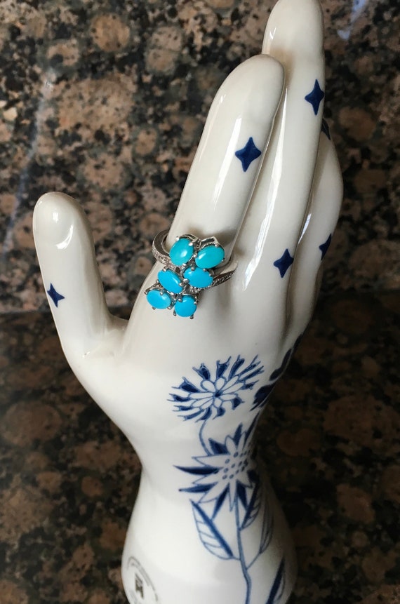 Solid Silver 925 Modernist Abstract Ring Set With… - image 2