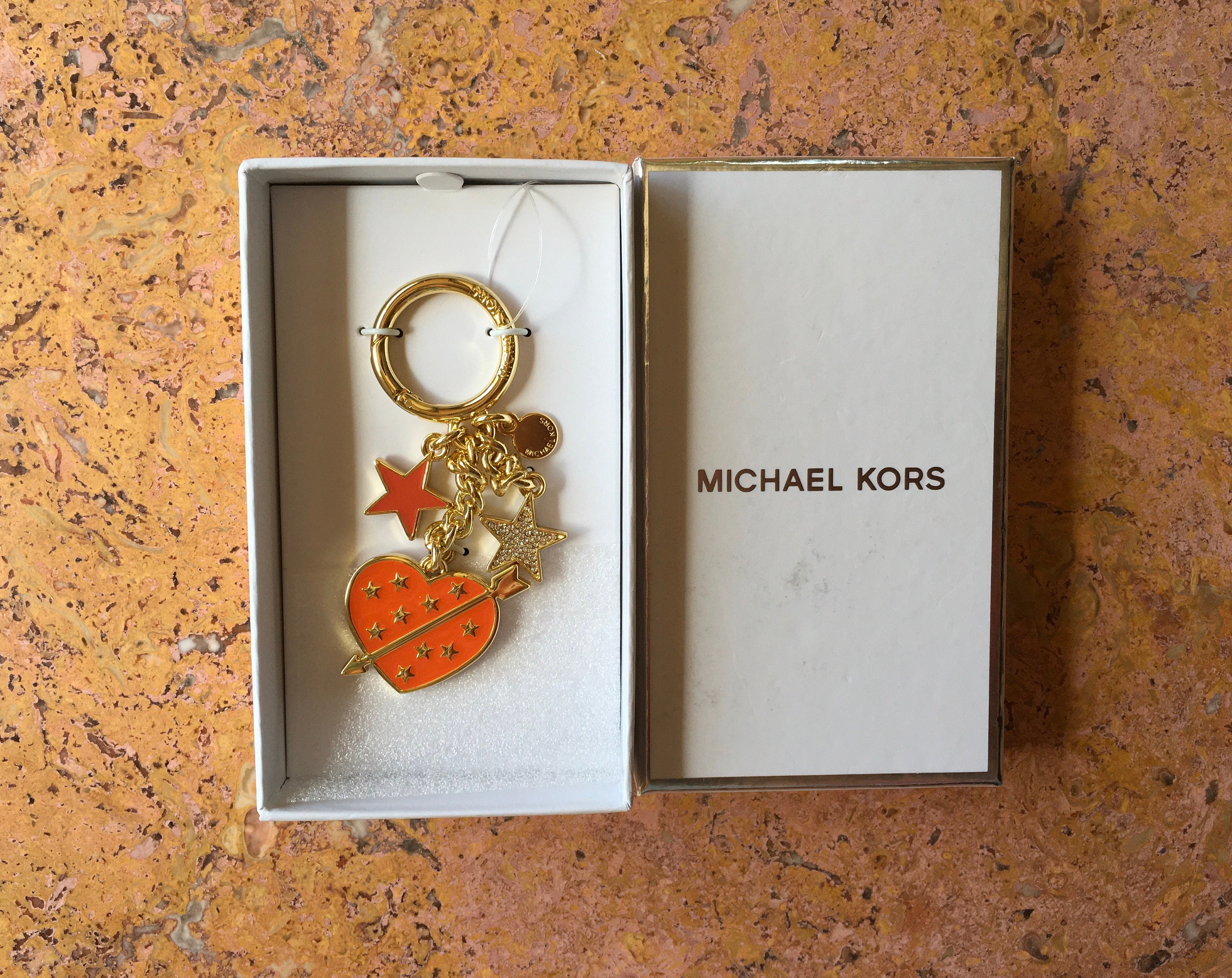 Michael Kors Keychain / Lucky Charm With Arrowed Heart & - Etsy