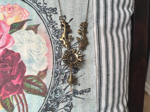 Signed Michal Negrin Opal n Multi Flowers Necklac… - image 4