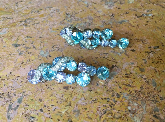 Signed Eisenberg Swarovski Crystals Aqua Sky Blue… - image 7