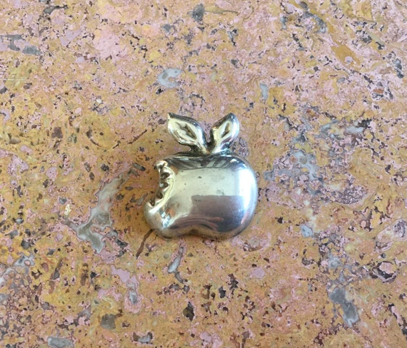 Taxco Solid Silver 925 Bitten Apple Brooch Pin. S… - image 3
