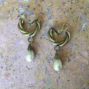 Butler & Wilson Hoop Drop Pearl Earrings. Large Size. Classic Design. Well Made. image 1