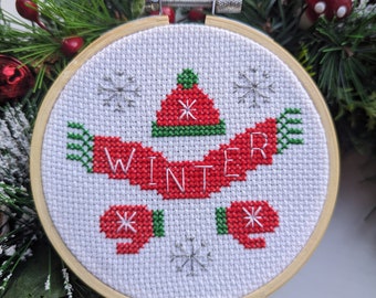 Winter cross stitch kit 4" - UK Seller