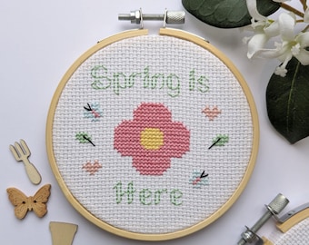 Spring is here cross stitch kit - Beginners kit