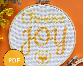 Choose Joy cross stitch PDF Pattern 6" - UK Seller