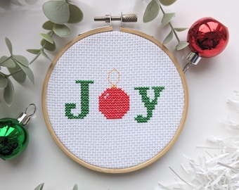 Christmas Joy cross stitch kit 4" - UK Seller