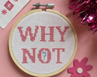 Why Not cross stitch kit 4" - Cross Stitch Quotes