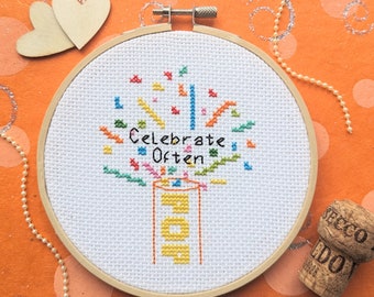 Celebrate Often - cross stitch kit 5" - Cross Stitch Quotes