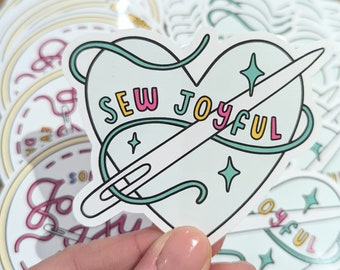 Sew Joyful Sticker, Die Cut Sticker, Sewing Sticker