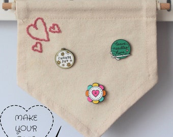 Make your own needle minder display pennant flag banner (small) with heart design