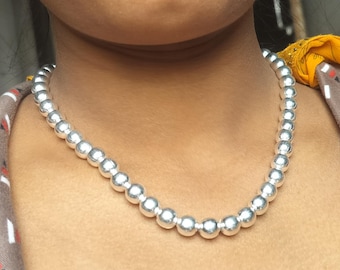 925 sterlingzilveren kralenketting, 8 mm bal minimalistische ketting,