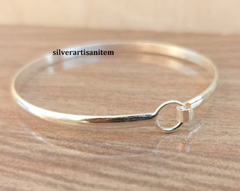 Handgemachter Sterling Silber Haken Armreif: Karibisches Armband