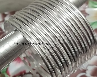 Handmade Sterling Silver Bangle Set - Traditional Mexican Semanario