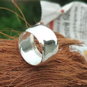 Handmade Sterling Silver Wide Band Ring, Boho Thumb Ring