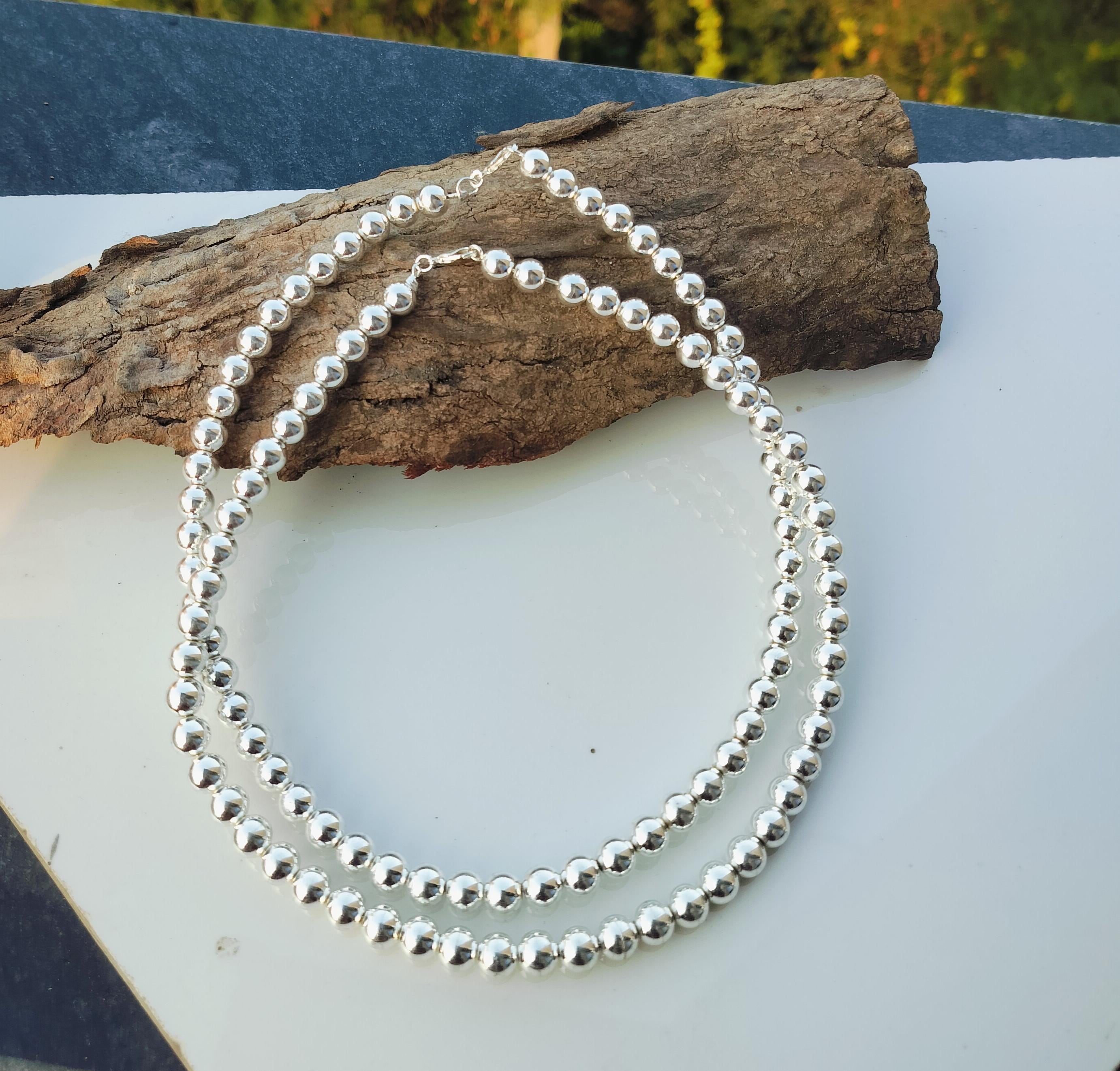 925 Sterling Silver Bead Necklace: Ball Chain - Etsy