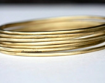 Brass bangles Round wire,Bridesmaid gift,Brass Jewelry woman Set of 7 bangles,Best friend gift,Indian Antique ,Beautiful Stacking bracelets