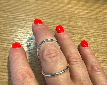 Solid 16 mm Round wire Sterling Silver Swan Ring, Splint Ring, Swan Neck Splint For Dip Joint, RA Dip Rheumatoid Arthritis Women Splint Ring