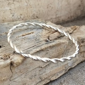 Beautiful Designer Silver Rope Bangle,925 Sterling Silver,Stacking  Rope Bracelet,Handmade Bangle,Unisex Men's Women's, Gift for Him & Her.