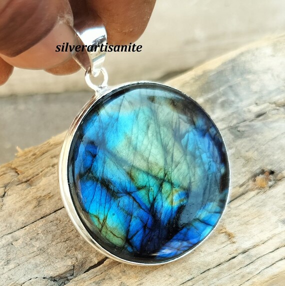 Labradorite Pendent,Teardrop sterling silver Gemstone Pendent,blue flash labradorite pendant,Gemstone jewelry,gift for women,Gift For Her,