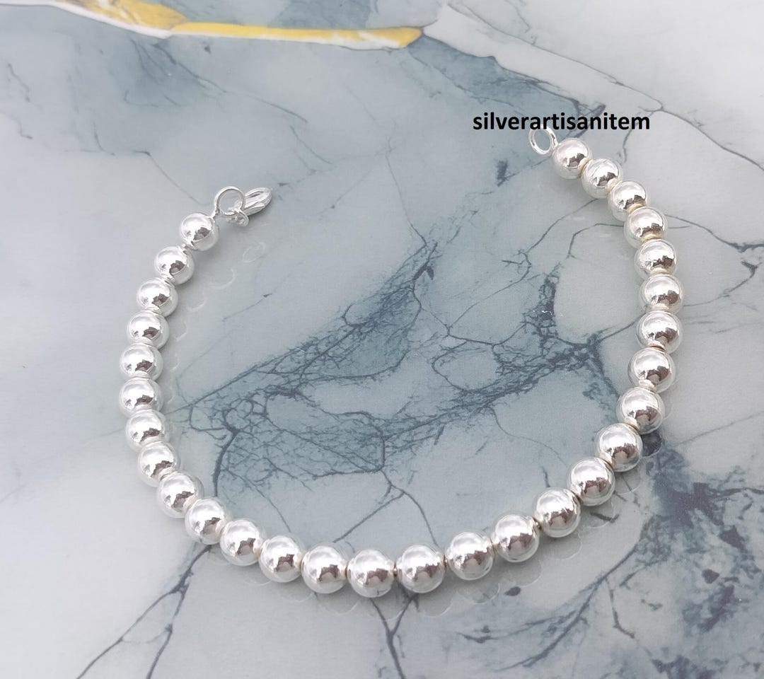 Solid 925 Sterling Silver Set of Silver Ball Spinner Bracelet