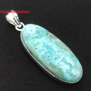 Larimar Pendant,925 Sterling Silver Pendant,Larimar Gemstone Pendant Jewelry,Handmade Pendant Necklace Larimar Jewelry Gift For Her Mother,