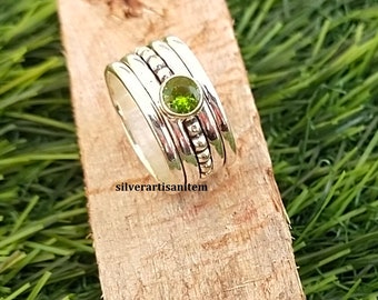 Peridot Ring, Silver Ring,Gemstone Ring, Handmade Ring, Dainty Ring,Gift for her, women Ring,Boho Ring,925 Sterling Silver Ring,Anxiety Ring