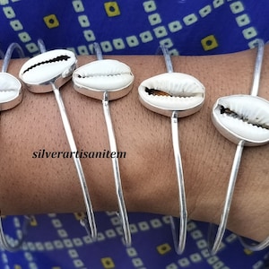 nuovo braccialetto in conchiglia di ciprea, braccialetto in argento sterling 925, 7 articoli di bracciale, braccialetto fatto a mano, braccialetto con polsino in conchiglia di ciprea, braccialetto con conchiglia naturale, articoli da regalo