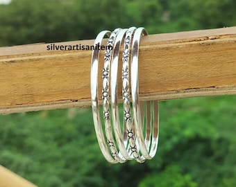 Plata de ley 925, juego de brazaletes de plata, brazalete hermoso, brazaletes apilables, juego de 5 brazaletes, brazaletes bohemios, juego de plata hecho a mano, brazaletes de 5 días,
