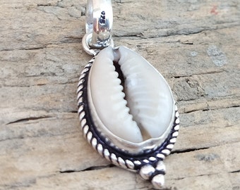 Boho 925 Sterling Silver Cowrie Shell Pendant,
