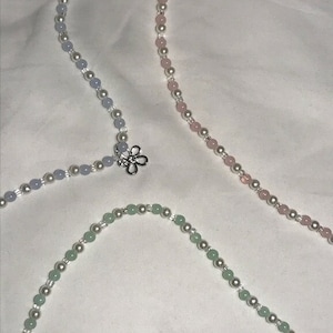 Dainty pastel and pearl beaded necklaces