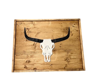 Steer Head Wooden Wall Art