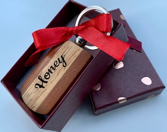 Personalised wooden key ring