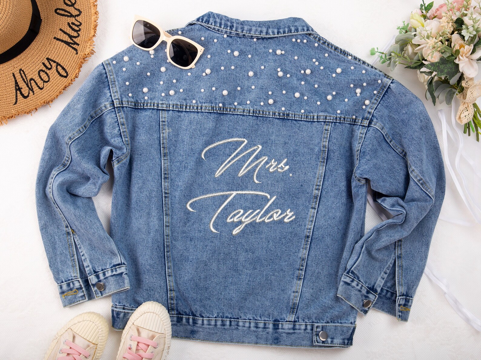 Custom Embroidered Jean Jacket Jacket for Bride Personalized Etsy
