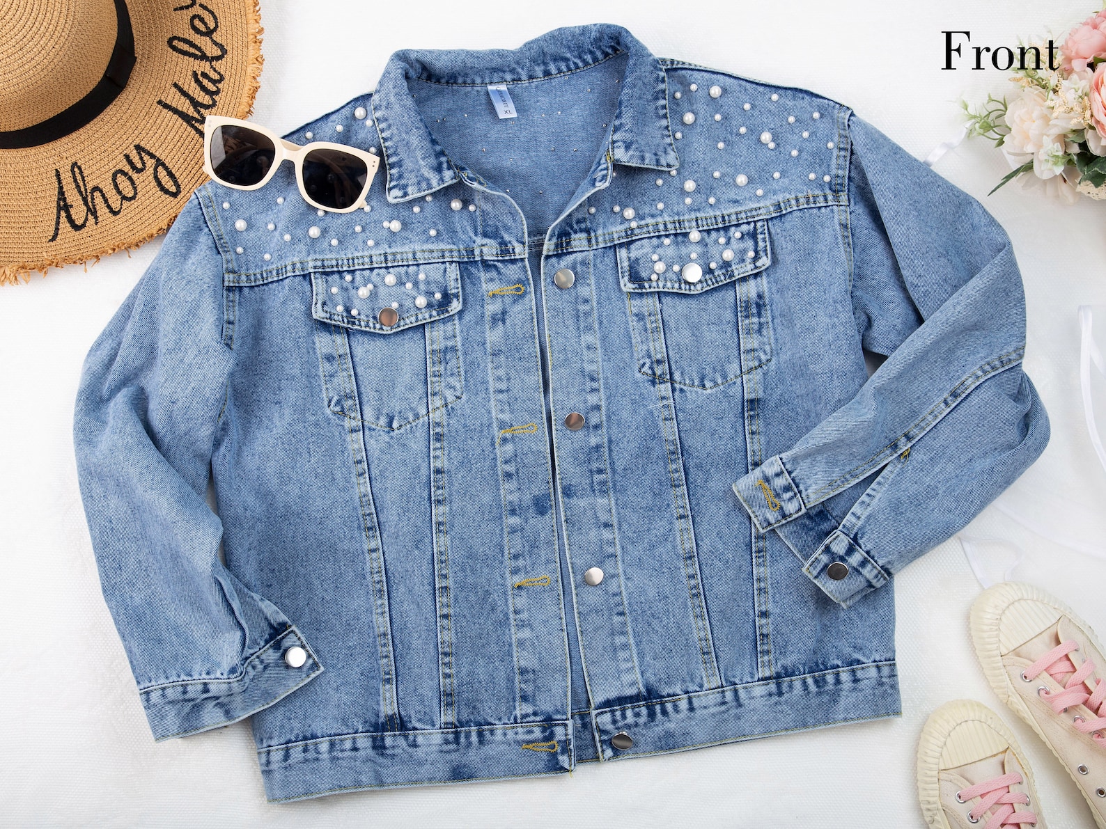 Custom Embroidered Jean Jacket Jacket for Bride Personalized Etsy